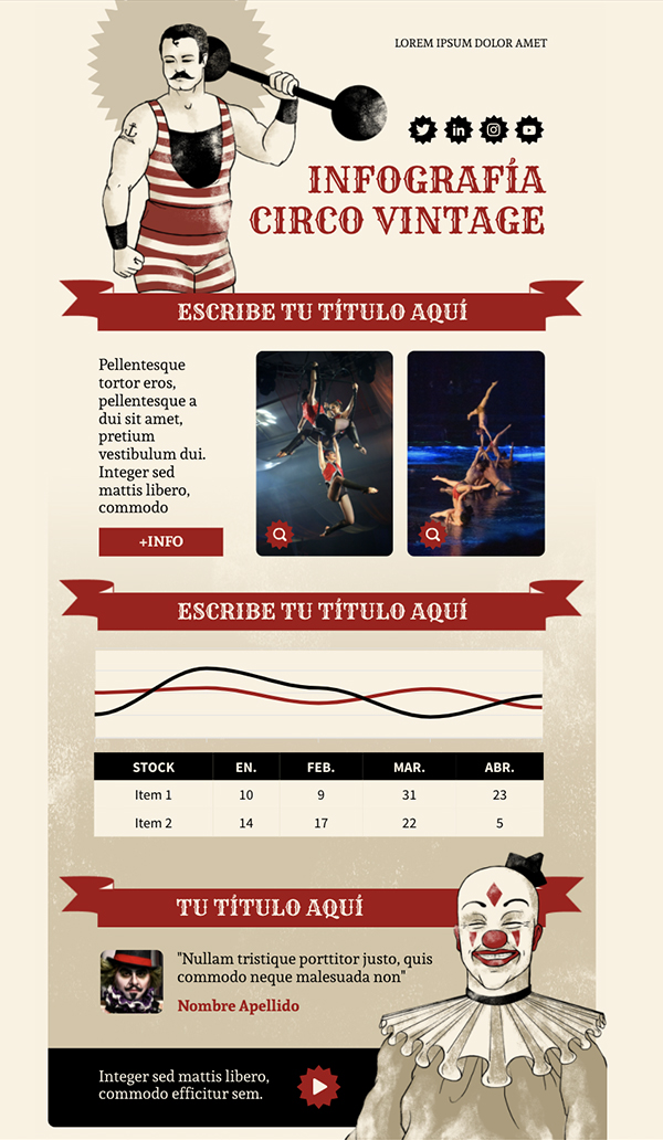 Interactive Infografía Vertical Circo Vintage template